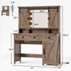 Farmhouse Vanity Desk with Mirror and Lights,41" Sliding Door Makeup Vanity with Charging Station,Large Vanity Table with Drawer 2