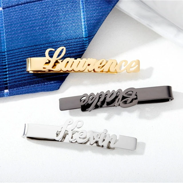 Custom Name Tie Clips Stainless Steel Nameplate Jewelry Personalized Letter Clasp Cufflinks Steamship Wedding Gift Dropshipping 2