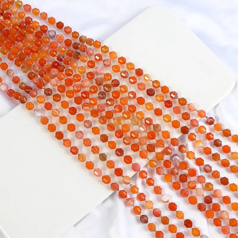 Natural Faceted Orange Persian Agates Stone Spacer Beads Loose Beads For Jewelry Making Diy Handmade Bracelet Accessories