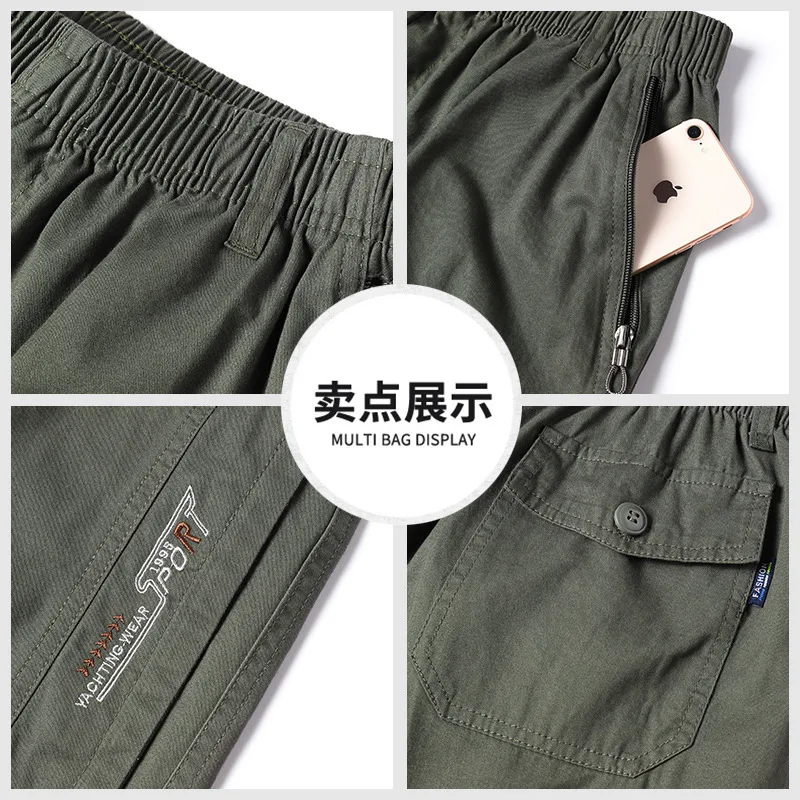 Mens Summer 100% Cotton Cargo Shorts Mens Casual Loose Multi pocket Plus Size Short Pants Outdoor Sport Hiking Jogger Shorts 6XL 5