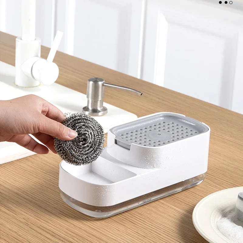 Description Picture 2 of item2 In1 Dish Soap Dispenser Liquid Soap Pump Dispenser Soap Container with Sponge Holder for Kitchen Bathroom Washing Accessories