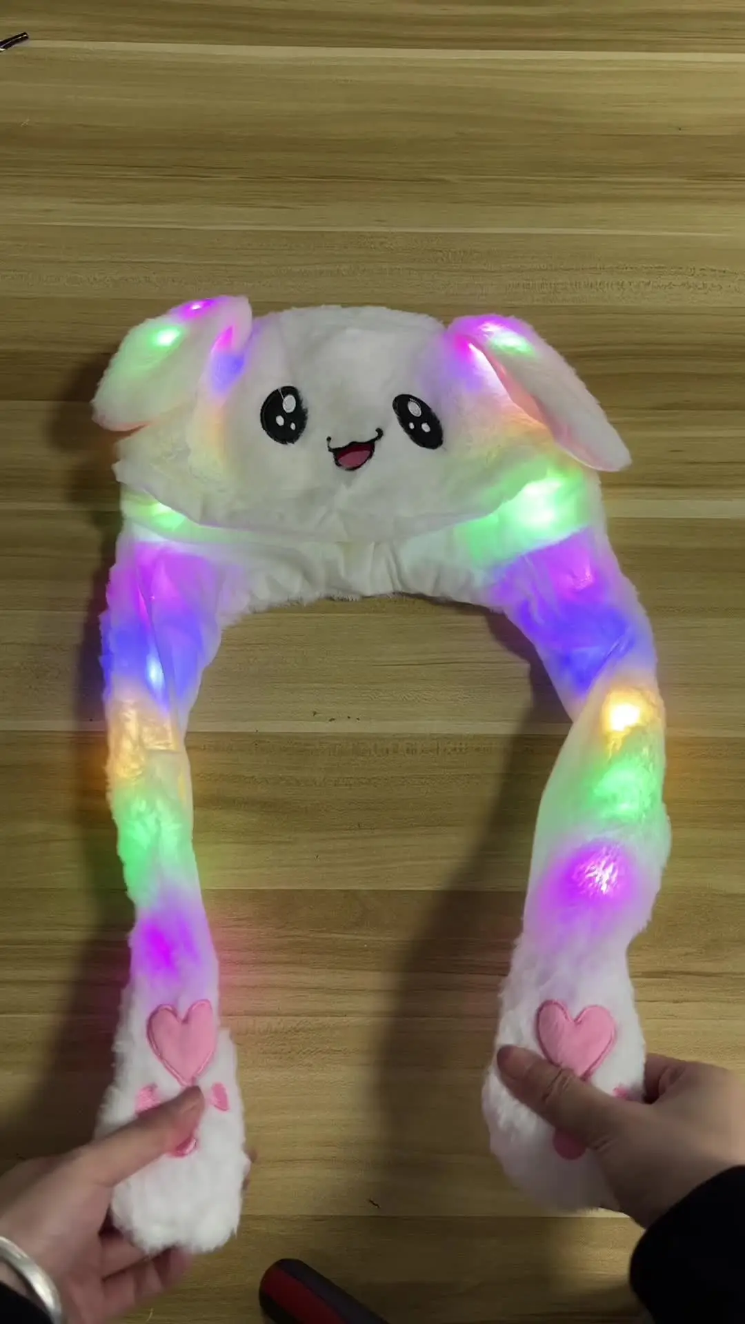 LED Rabbit Ear Hat Airbag Moving Ears Cute Fun Plush Headwear Cap Girl Gifts USA