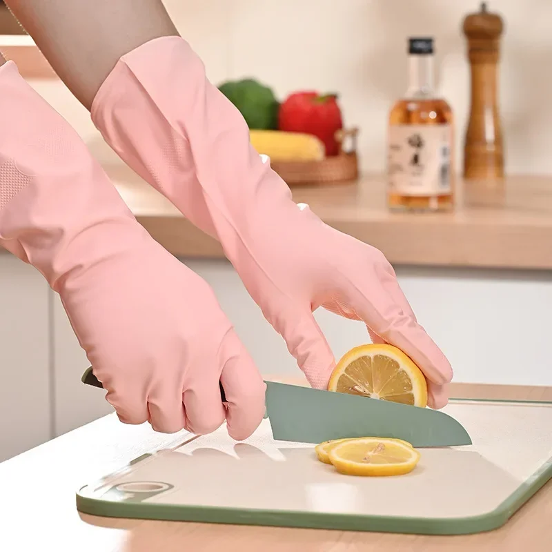 1Pair NBR Dishwashing Gloves Extra Long Thick Nonslip Wearresistant Kitchen Housework Cleaning Car Washing Rubber Gloves