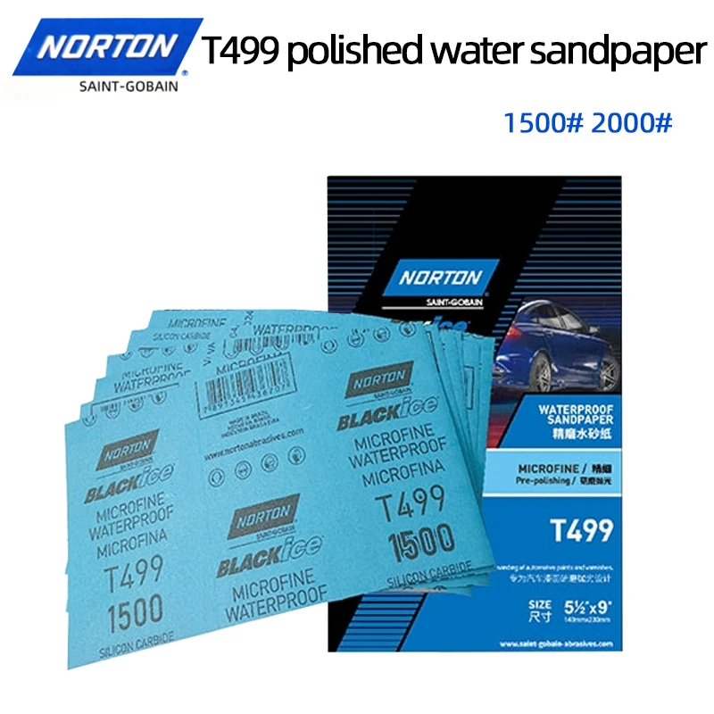 NORTON 샌드페이퍼 T499 자동차 샌드페이퍼 자동차 연마 2000/1500 그릿 샌딩 뷰티 워터 그라인딩 파인 샌드페이퍼 연마재