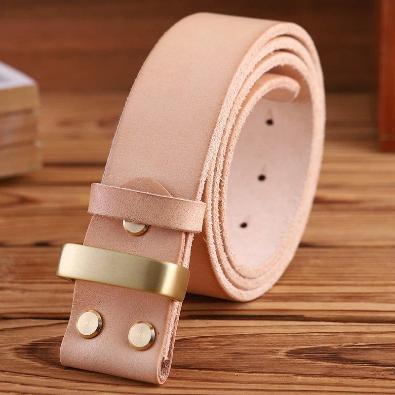 belt leather without gold smooth buckle for mens belts luxury cowboys camel brown match famous brand buckle 3.8 cm high quality