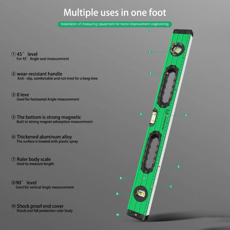

Portable Bubble Level 300mm/400mm/500mm Bubble Level Shock Resistant Level Ruler