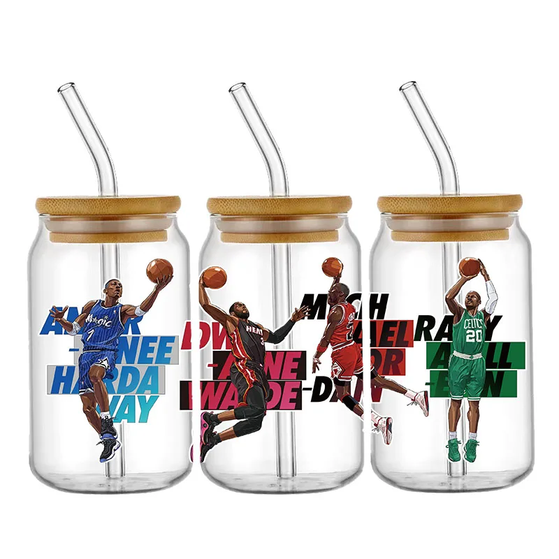 

Наклейка для баскетбола Disney Sport UV DTF, переводная наклейка для обертывания 16 унций, пользовательская этикетка «сделай сам», самоклеящаяся