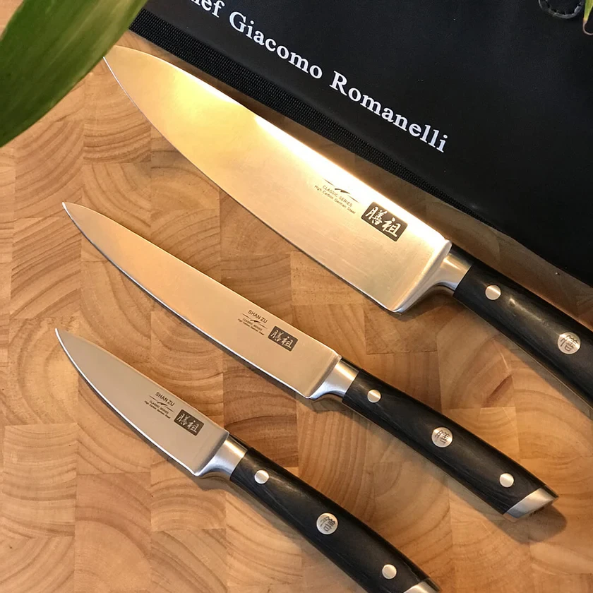 SHAN ZU German Stainless Steel Kitchen Knives, Fruit Utility Chef Cooking  Set, High Quality, 3Pcs