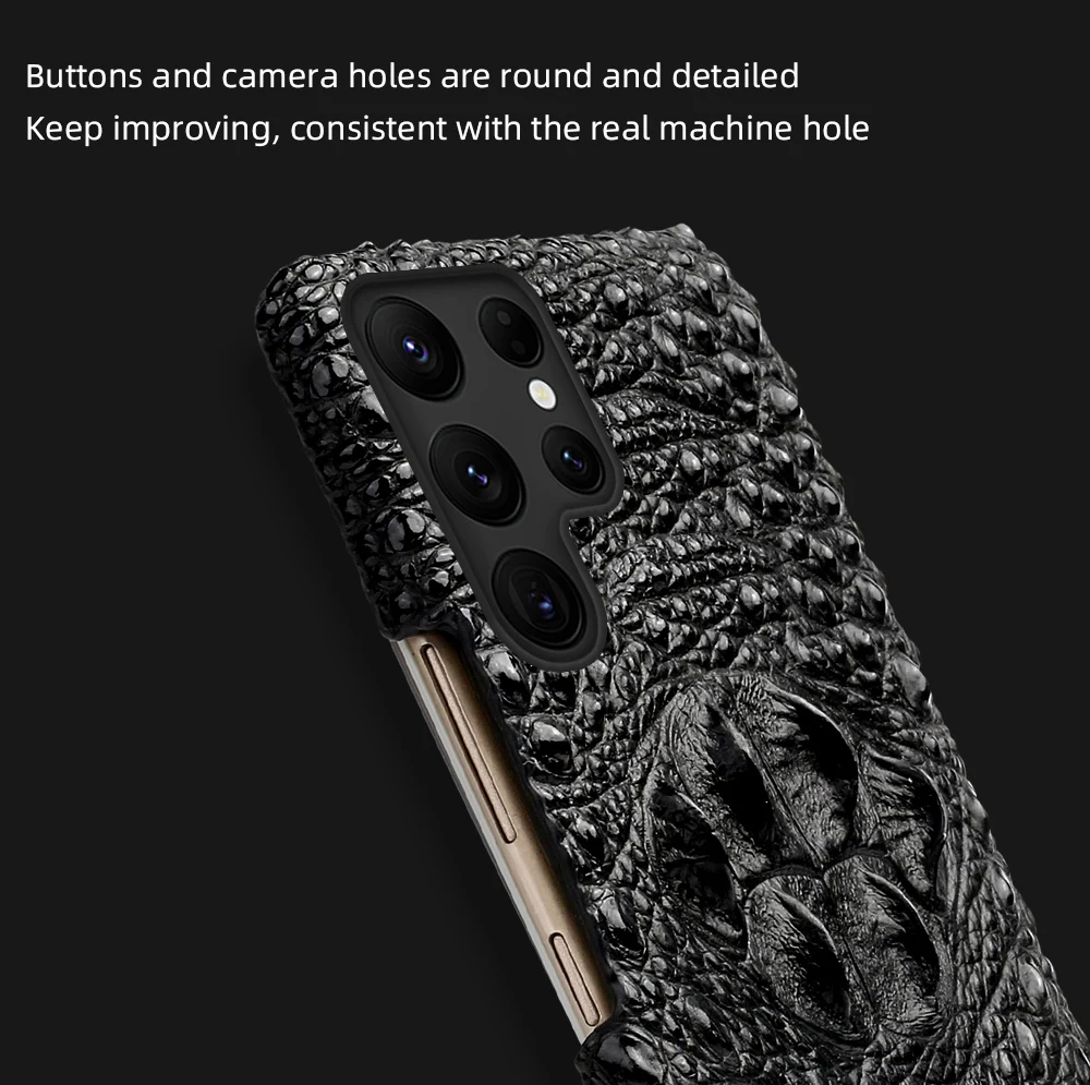 Genuine Leather 3D Crocodile Head Case for Samsung Galaxy S24 S23 S21 S22 Ultra S23 FE Note 20 Ultra 10 Plus A55 A54 A53 5G
