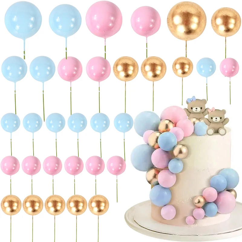 32 Stücke Ball Kuchen Topper Picks DIY Cupcake Einsatz Topper Kinder Geburtstag Party Junge Mädchen Geschlecht Offenbaren Dekoration Baby Dusche hochzeit – Detail 1