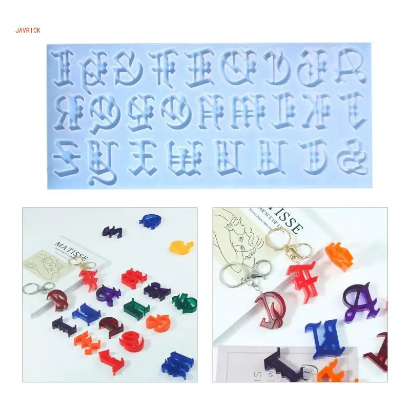 

DIY Semi-stereoscopic Alphabets Keychain Silicone Epoxy Mold DIY Ornaments Pendant Crafting Mould for Valentines Gift