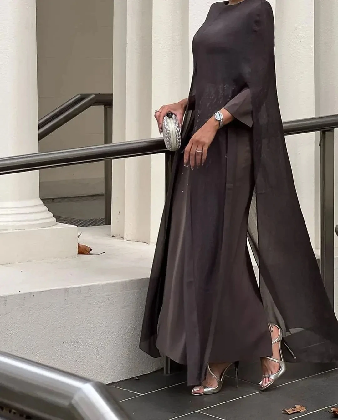 Elegant Saudi Arabia Evening Dress Beadings O-Neck Prom Dresses Long Sleeves Ankle Length Formal Occasion Party Gowns For Women 3