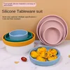 Outdoor Nordic Style 15cm Silicone Round Dinner Plate Food Grade Set Microwave Oven Heatable Baking Plate Pet Feeding Bowl 2