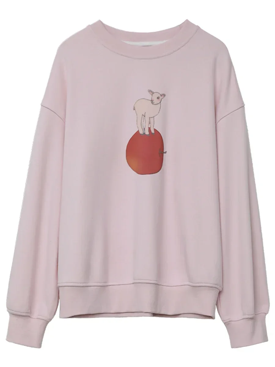CHIC VEN Women's Sweatshirts Design Casual Round Neck Cartoon Print Loose Female Pullover Spring Autumn 2024 6