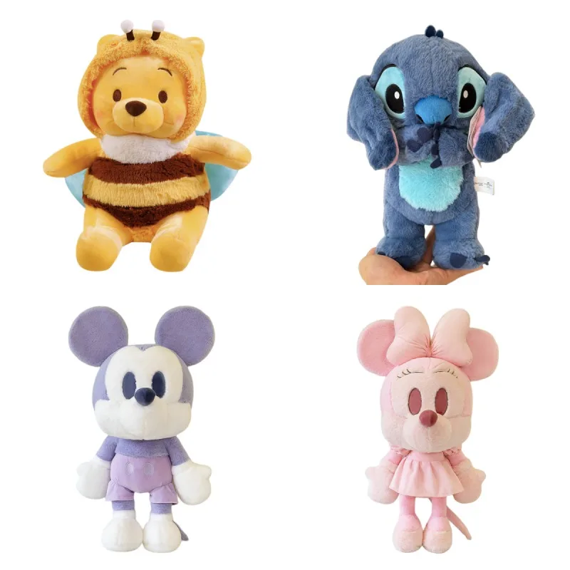 

Disney Plush Doll Toys Stitch Pooh Bear Mickey Minnie Cute Pillows Living Room Home Decoration Children's Birthday Holiday Gifts