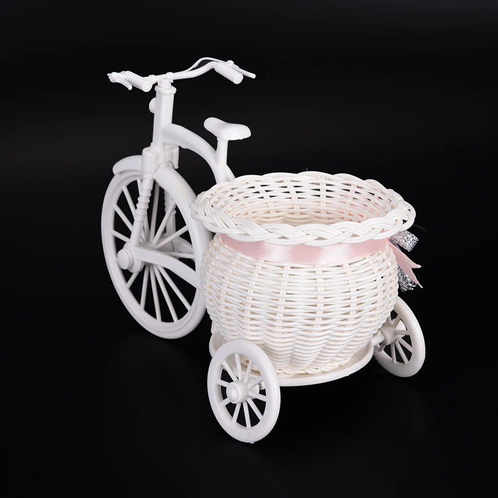 

1Pc Flower Basket Pot Rattan Bicycle Storage Basket Float Vase Plant Stand Holder Tricycle Bike Design Organizer Mini Kids Toys