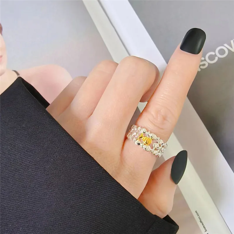 Creative Sweet 925 Sterling Silver New Fashion Shoal Of Fish Multilayer Bridal Sets Rings For Women Girl Fine Jewelry LR273 6