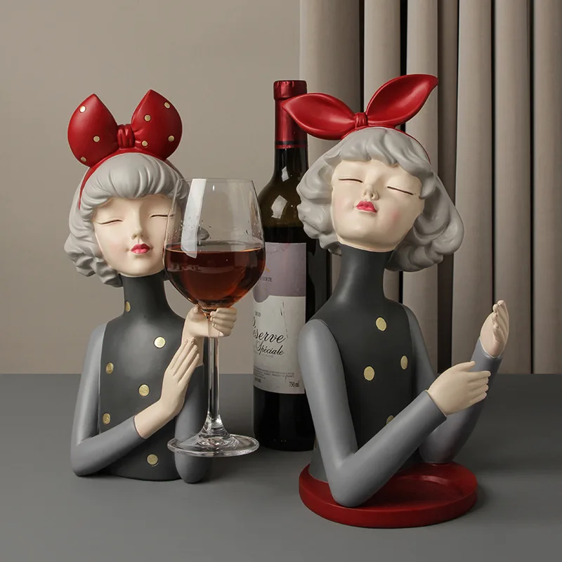 

Wine Cabinet Rack Nordic Creative Bowknot Girls' Wine Rack Decoration Home Wine Cabinet Decoration Moving into New House Wedding