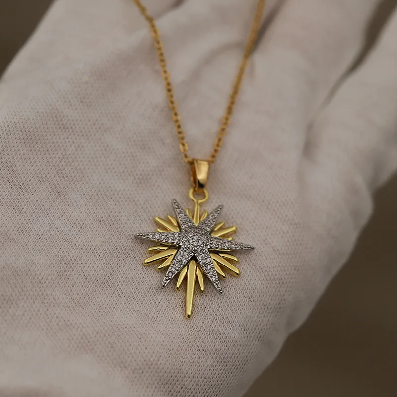 الكلاسيكية مكعب الزركون ستار قلادة القلائد للنساء...