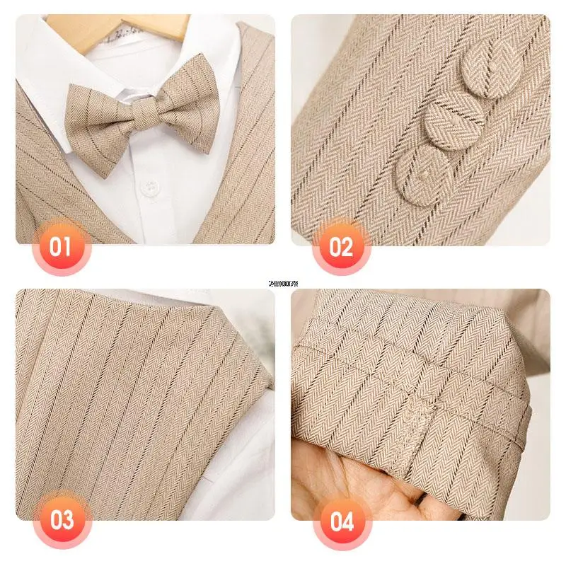 Boys Suit Set Baby Kids Beaufitul Photograph Suit Flower Boys Luxurious Birthday Dress Children Formal Wedding Performance Dance Tuxedo Wear
