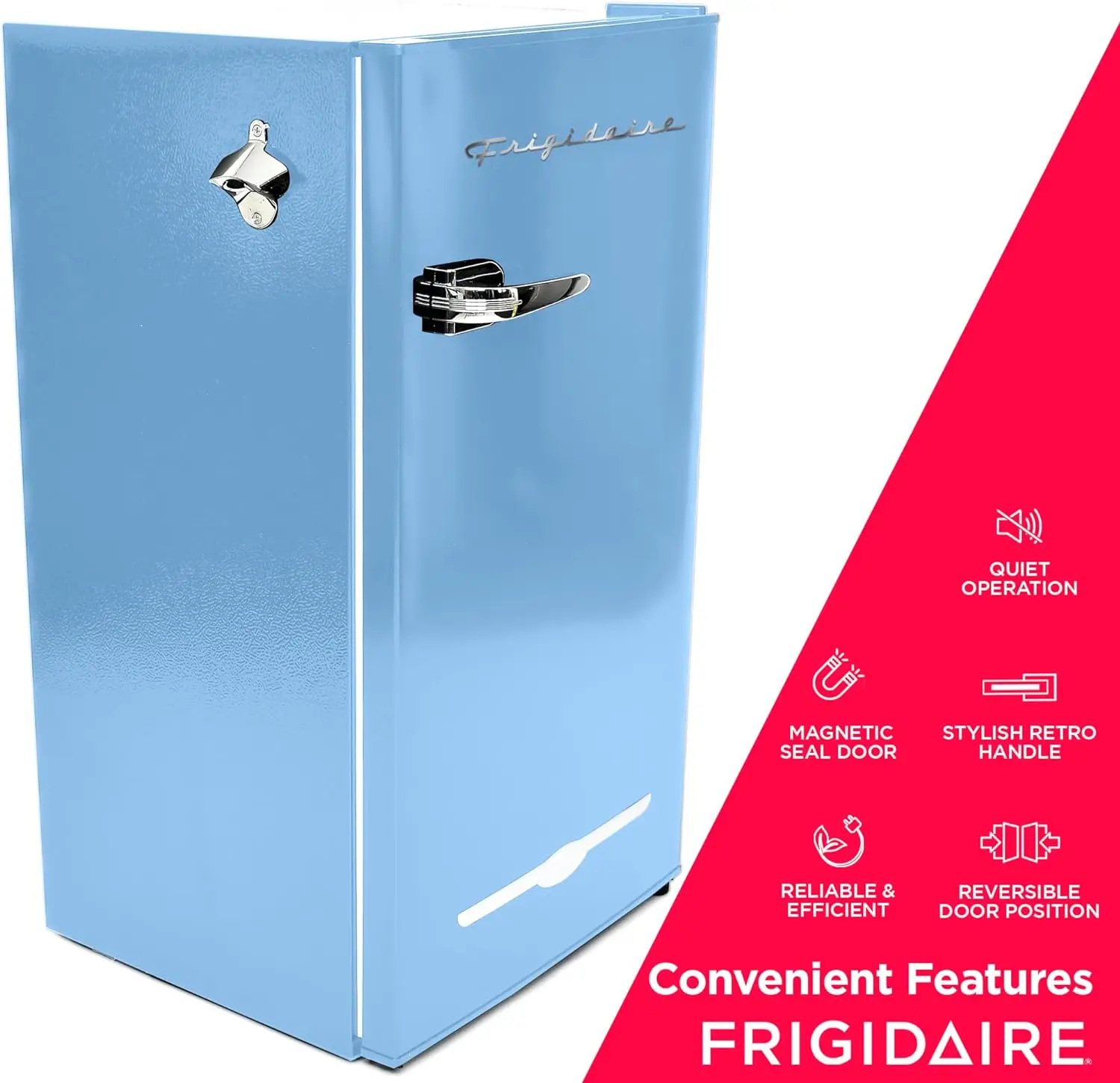 New EFR376-BLUE 3.2 Cu Ft Blue Retro Bar Fridge with Side Bottle Opener