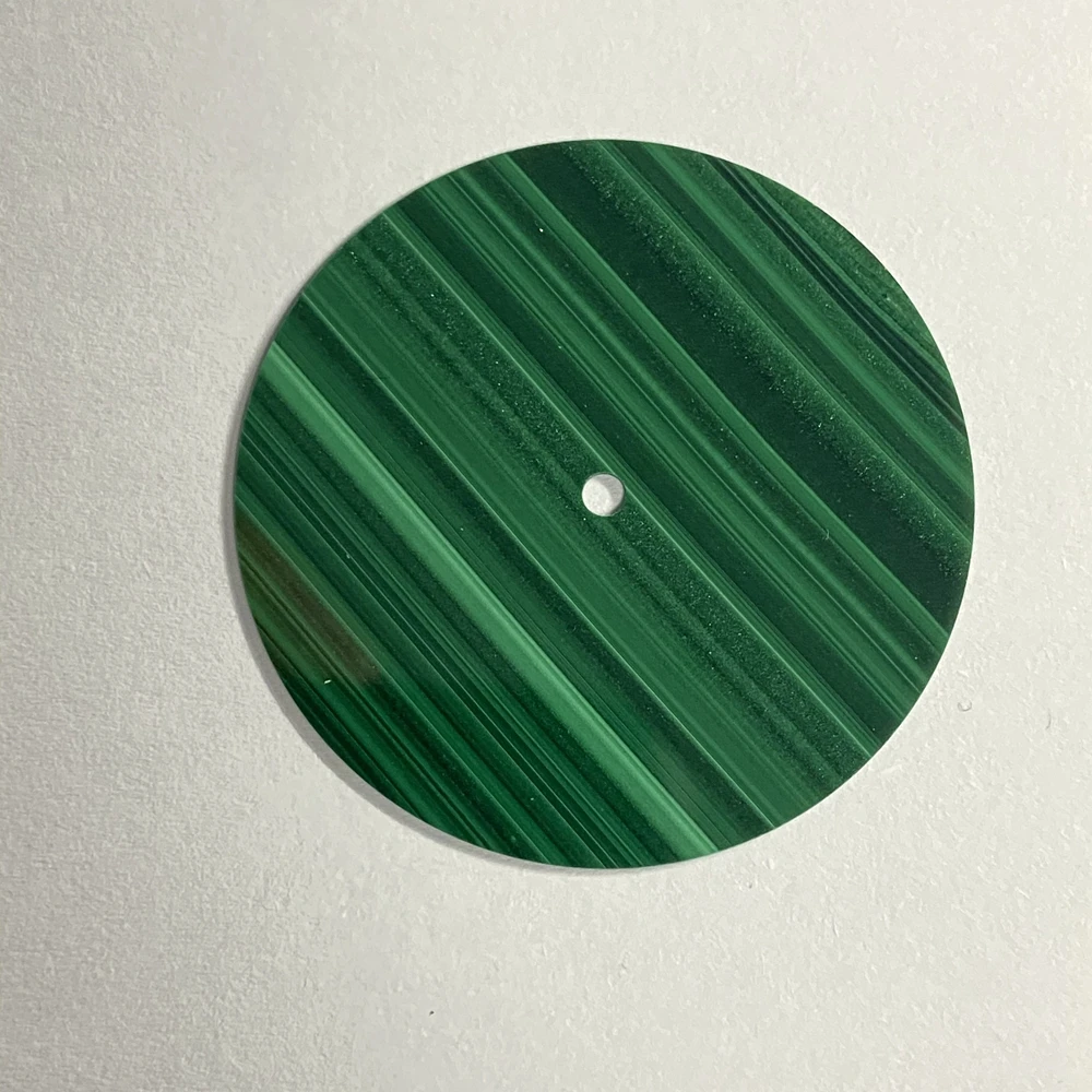 28.5x0.4mm NH35 Watch Dial Natural Green Malachite Blue Sandstone CNC Machine Cut 3