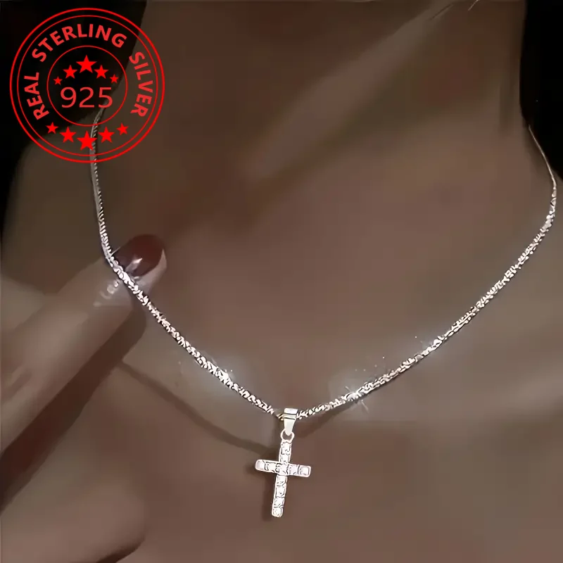 

Женская цепочка с подвеской-крестом, из серебра 925 пробы
