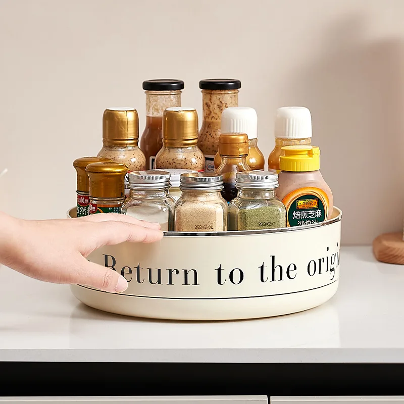New 360 Degree Rotatable Round Tray Multi Purpose Storage Tray Rotating Storage Rack Kitchen Bathroom Organization