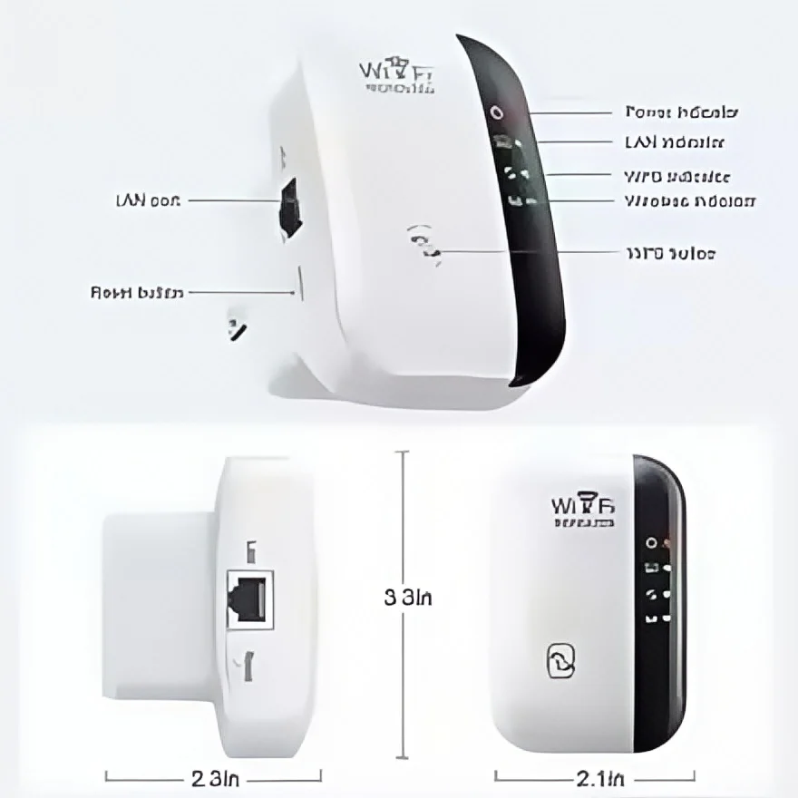 WiFi Repeater WiFi Extender 300Mbps Wireless Signal Booster EU/US Plug Long Range Coverage Through Walls Home Router Enhancer for Bedroom