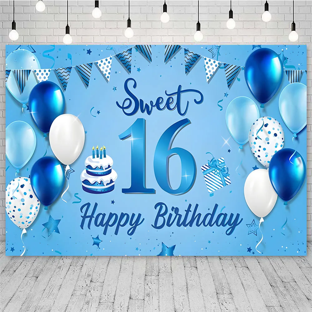 Banner Di Compleanno 16 Anni 150x90cm – Poster In Vinile Turchese Con Diamanti – Sfondo Per Festa