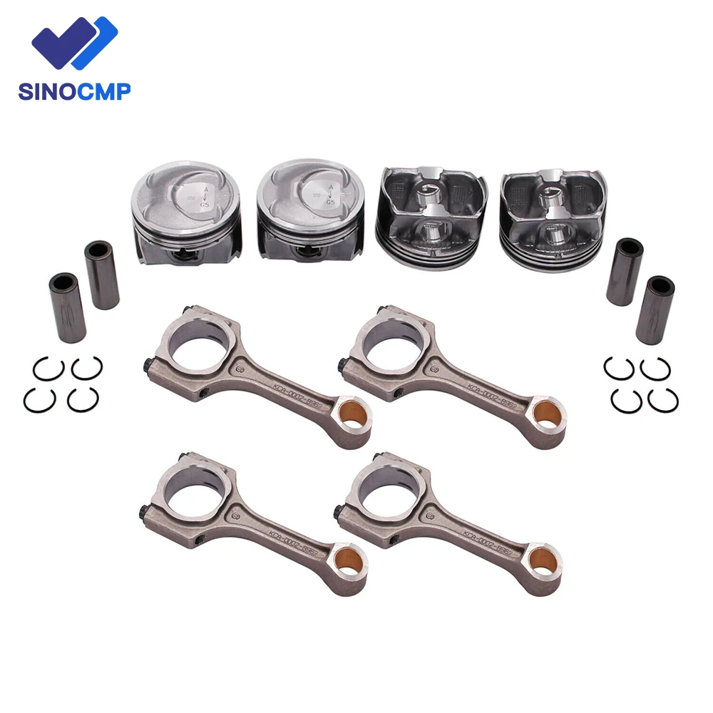 4 Sets Connecting Rods Pistons 235102g500 For 1113 Hyundai Sonata Kia