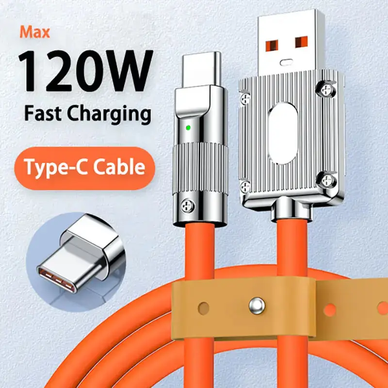 

120W 6A Super Fast Charge Type-C Liquid Silicone Cable Quick Charge USB Cable For Huawei Samsung Xiaomi Pixel USB Bold Data Line