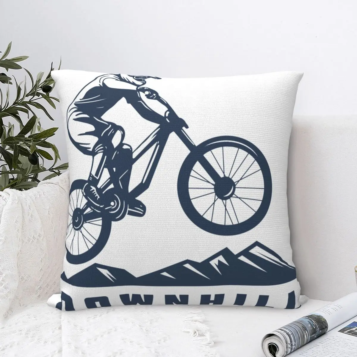

Downhill Mountain Bike Logo Square Pillow Case for Sofa Throw Pillow