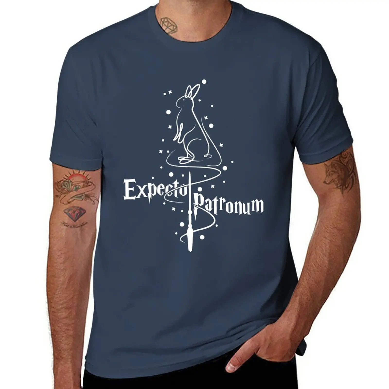 Nuova T-Shirt Skelto Patronum - Rabbit - Luna Lovegood Cute Tops Camicetta Magliette Bianche Da Uomo