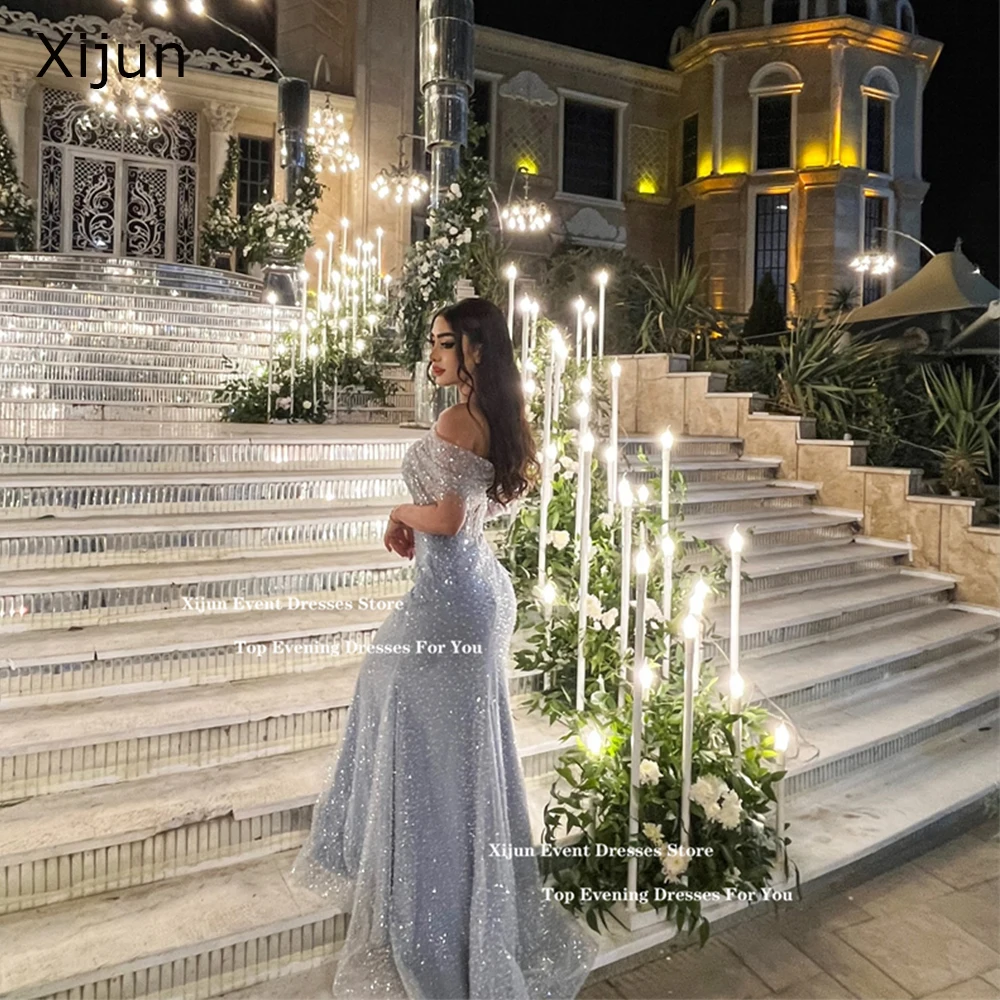 Mermaid Evening Dresses Sleevels Off The Shoulder Long Prom Dresses Saudi Arabric Prom Gowns Customized