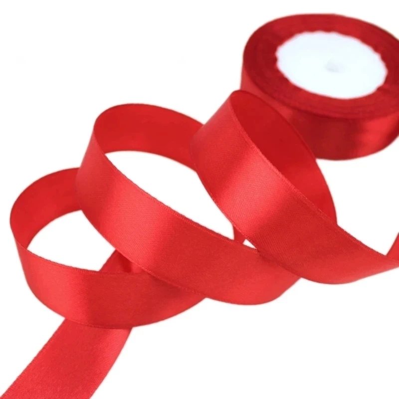 25Yards/Roll Single Face Red Satin Ribbon Wholesale Gift Wrapping Christmas Ribbon (6/10/12/15/20/25/40/50/75/100mm)Width