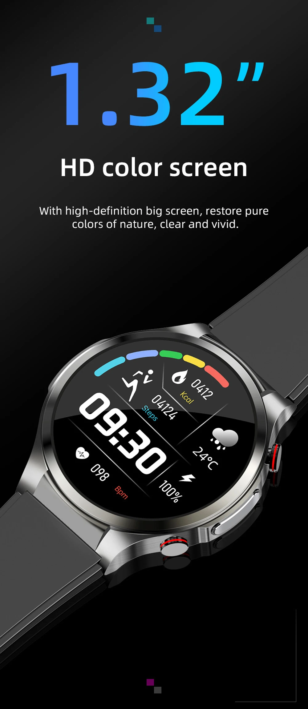 ECG PPG Smart Watch Non-invasive Blood Glucose Monitoring  Heart Rate Blood Pressure Oxygen Health