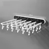 Balcony Foldable Underwear Sock Drying Rack 24 Clip Storage Panties Bra Hanging Bathroom Towel Organizer No Punch Space Saving 5