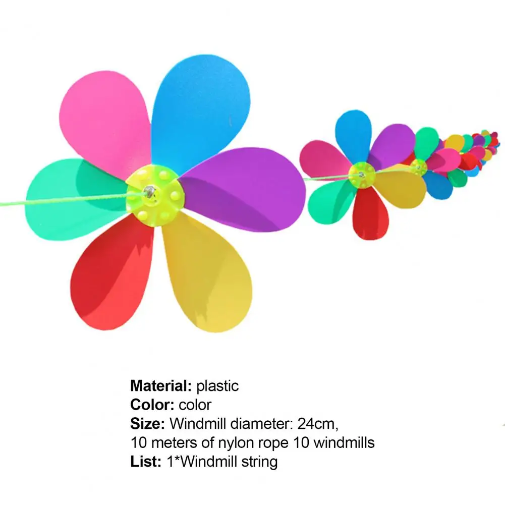 Wind Spinner Toys Wind Whirligig Delicate Craft Six Colors Light Weight Flower Hanging String Windmill for Gift