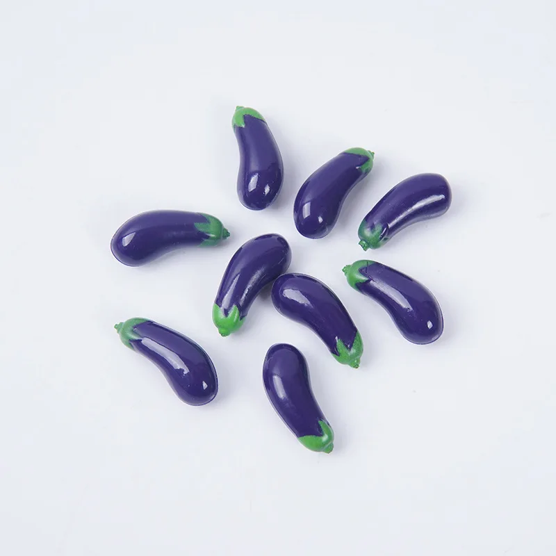 5Pcs Simulation PVC Eggplant Miniature Figurines DIY Mini Supermarket Artificial Vegetable Dollhouse Play Toys