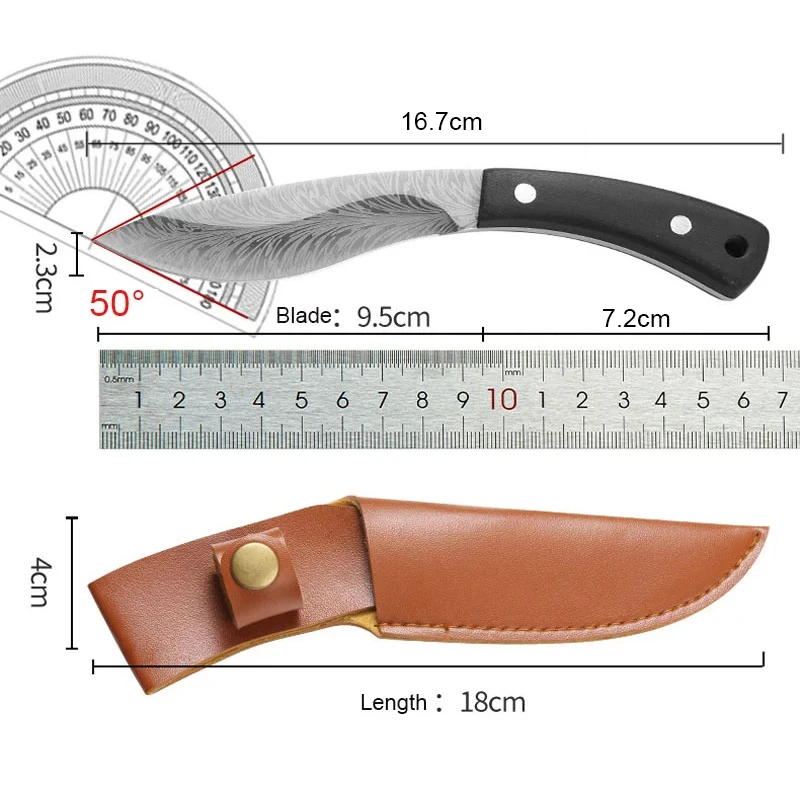 Handmade Forged Knife Stainless Steel Boning Knife Slicing Meat Cleaver Knives Wooden Handle Fruit Knife with Sheath