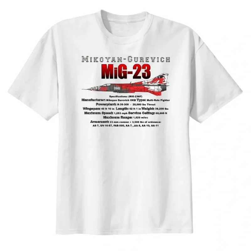 

Soviet Russia MiG-23 Fighter Aircraft T-Shirt New 100% Cotton O-Neck Summer Short Sleeve Casual Mens T-shirt Size S-3XL