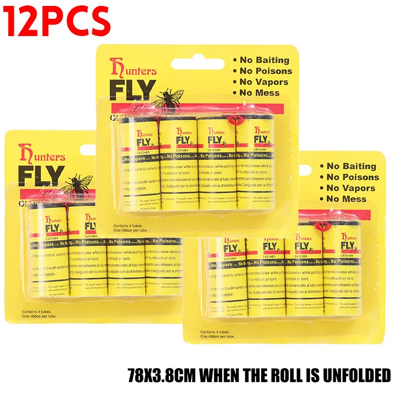 Fly Paper Strips - Safe, Harmless, Powerful Glue for Effective Insect Trapping (4-Pack)