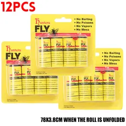 Fly Paper Strips - Safe, Harmless, Powerful Glue for Effective Insect Trapping (4 - Pack) (12 pcs)