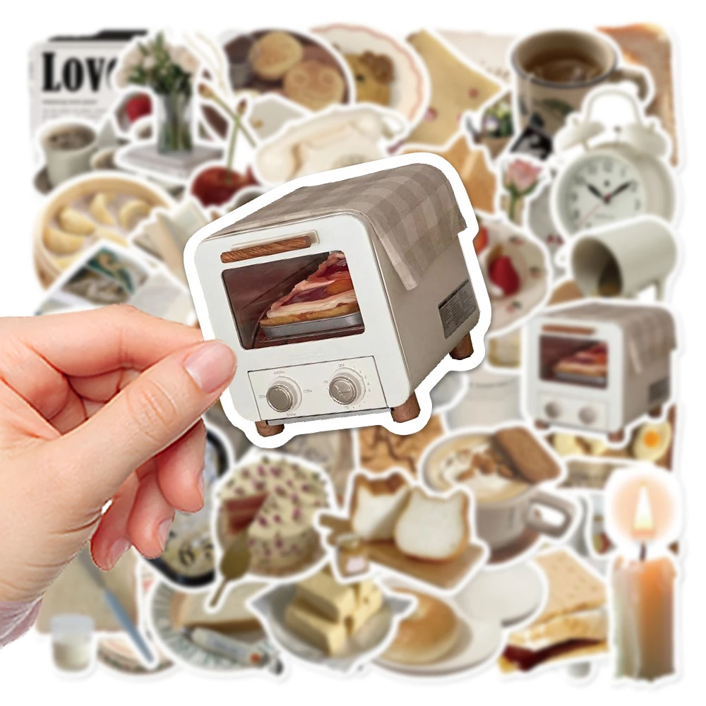 50PCS Ins 스타일 좋은 아침 스티커 전화 문구 용품 스크랩북 노트북 데칼 스티커 스토리 스토어
