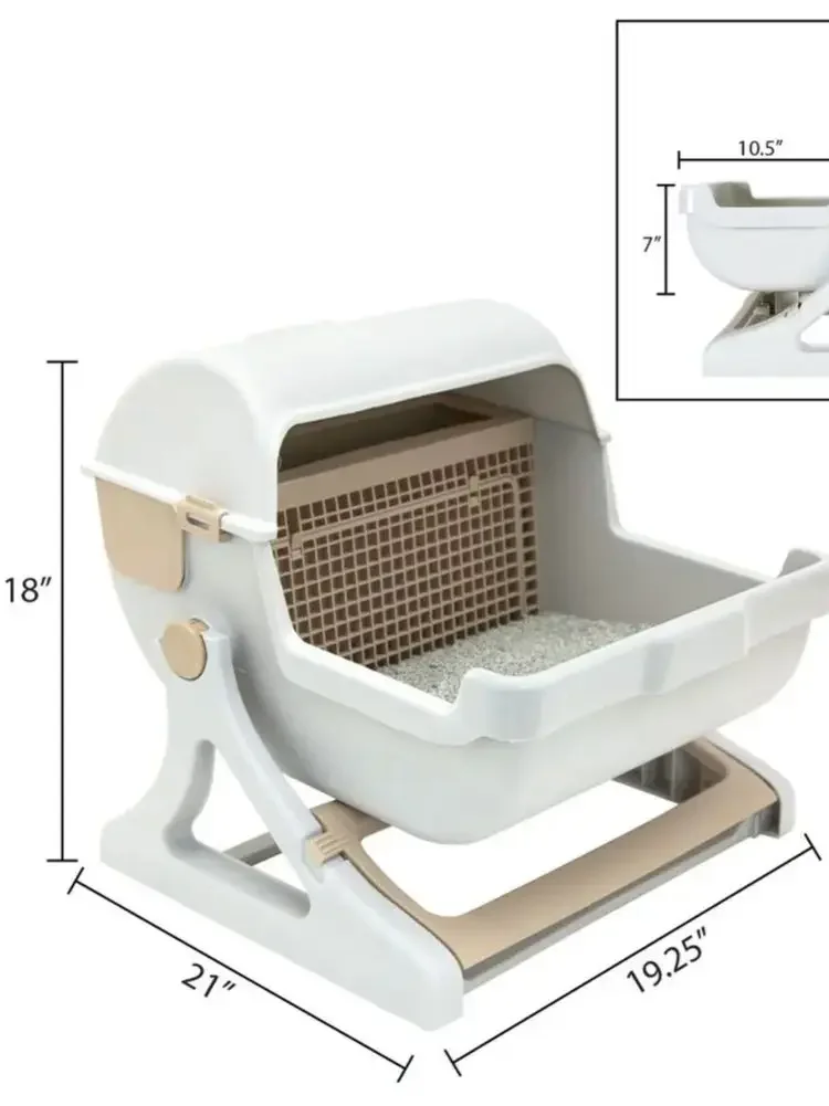 Pet Cat Litter Box Semi-Automatic Quick Cleaning Luxury Cat Toilet Indoor Cat Sandbox Cat Toilet Loo Tray Flip Cover Cat Bedpans