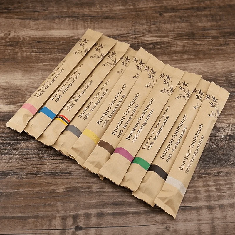 10-Pack Eco-Friendly Soft Bamboo Toothbrush Set - Colorful, Reusable, and Portable for Home, Travel, and Hotel Use