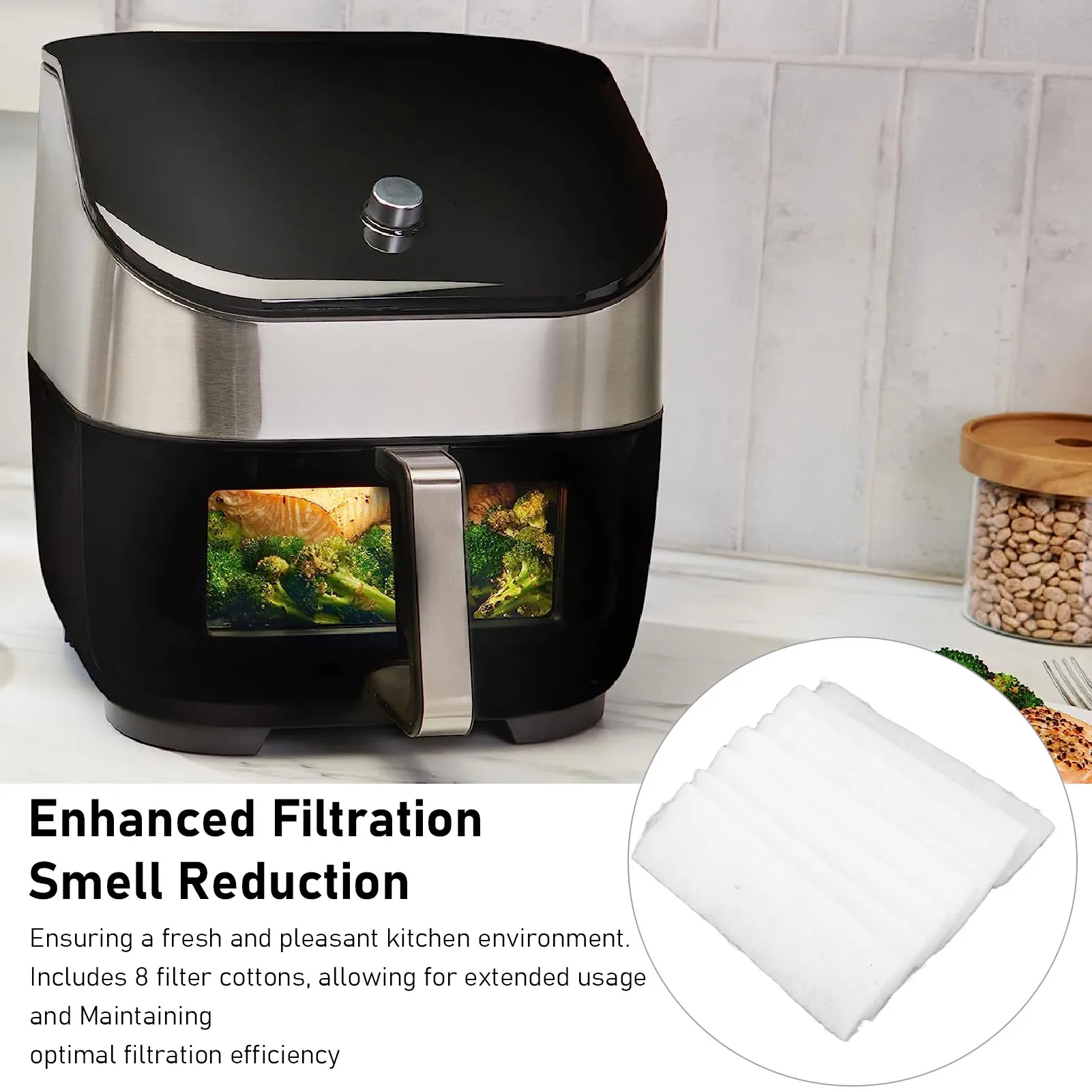 Air Fryer Accessories 8PCS Fiber Fryer Replacement Filter for Vortex Plus 6 Quart Fryer with ClearCook OdorErase Filter
