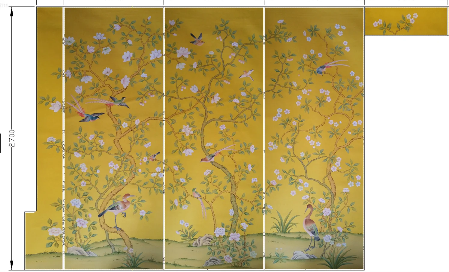 HAND-MADE silk Wallpapers Hand-Painted Flowers/Birds for Bedroom/Living/Study/Dining Room/Porch/Sofa/TV wallcovering