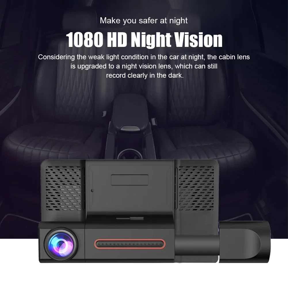 Car Dash Cam Video Recorder with 3 Cameras and 4 Inch Screen